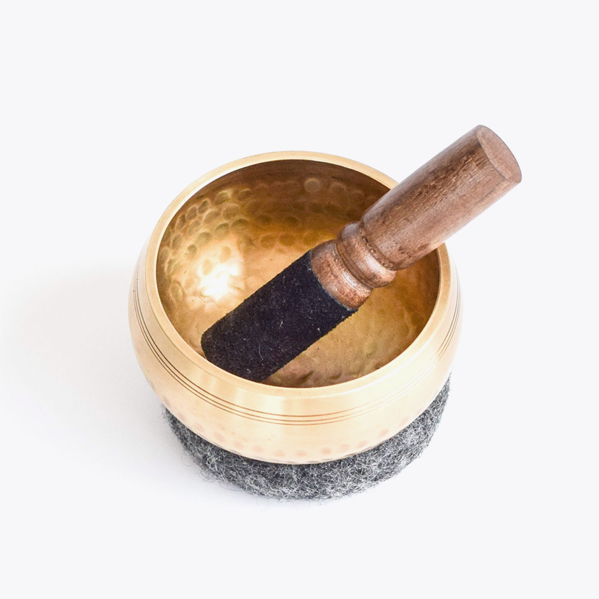 Hand-Hammered Brass Singing Bowl Set